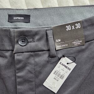 Express Slim Fit Chino Pants in Charcoal Gray